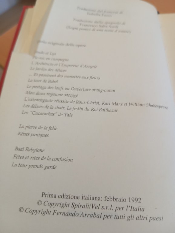 Fernando Arrabal, Opere I, Spirali, 1992