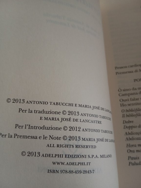 Fernando Pessoa, Poesie di Fernando Pessoa, Adelphi, 2013