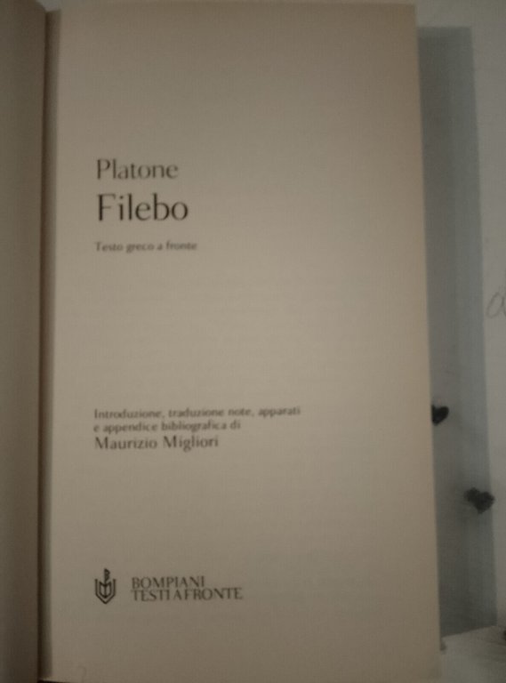 Filebo, Platone, testo a fronte, Bompiani, 2000