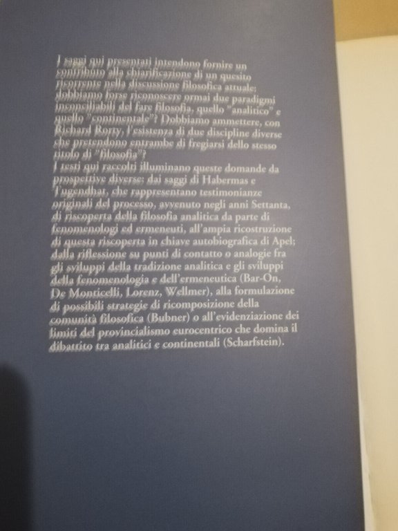 Filosofia analitica e filosofia continentale, Sergio Cremaschi (a cura), 1999