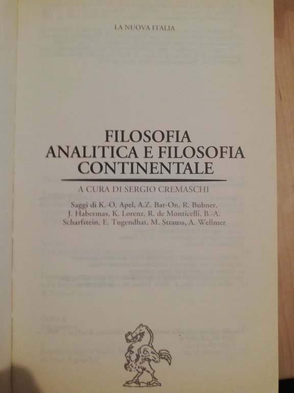 Filosofia analitica e filosofia continentale, Sergio Cremaschi (a cura), 1999