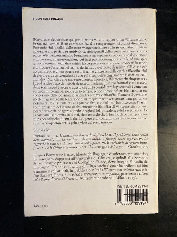 Filosofia, mitologia e pseudo-scienza Wittgenstein Freud Bouveresse 1997 Einaudi