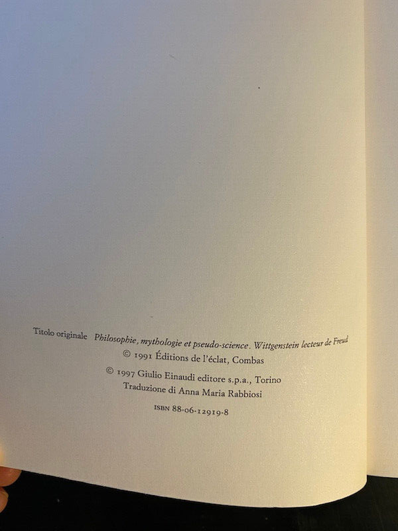 Filosofia, mitologia e pseudo-scienza Wittgenstein Freud Bouveresse 1997 Einaudi