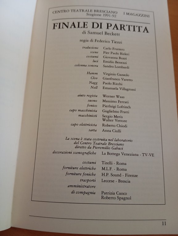 Finale di partita, Samuel Beckett Federico Tiezzi Centro teatrale bresc …