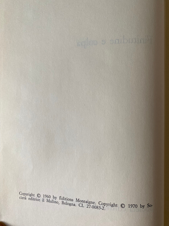 Finitudine e colpa, Paul Ricoeur, Il Mulino, 1970, SUPER AFFARE