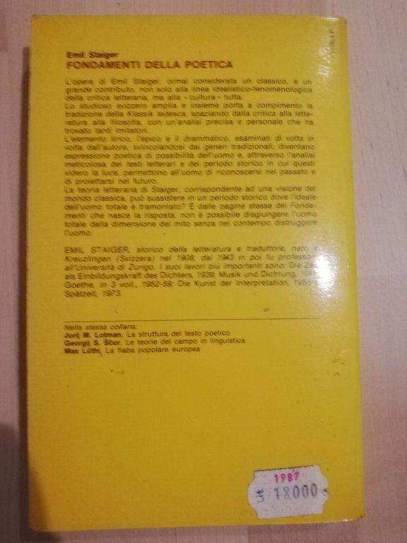 Fondamenti della poetica, Emil Staiger, 1979, Mursia | Immagine Gallery 8