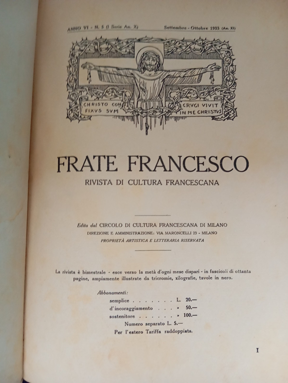 Frate Francesco, Rivista di cultura francescana, V, settembre - ottobre …