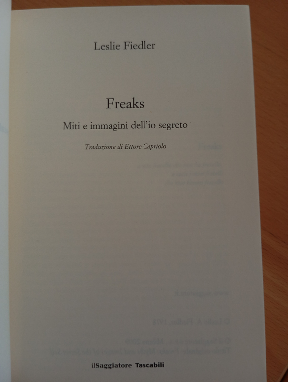 Freaks. Miti e immagini dell'io segreto, Leslide Fiedler,