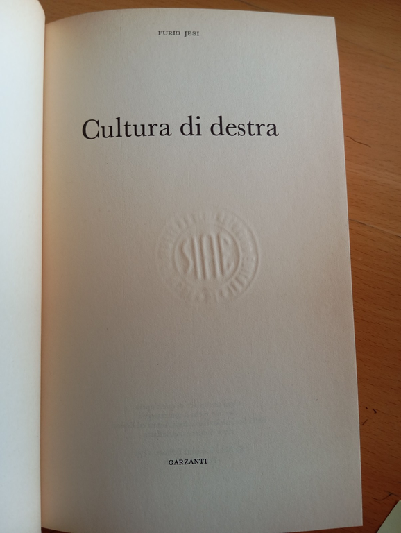 Furio Jesi, Cultura di destra, Garzanti, 1979, prima edizione | Immagine Gallery 5