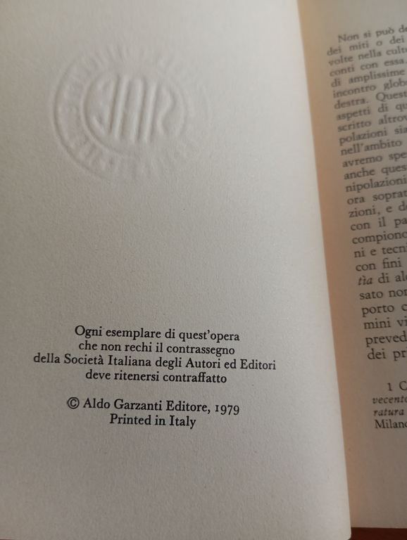 Furio Jesi, Cultura di destra, Garzanti, 1979, prima edizione | Immagine Gallery 6