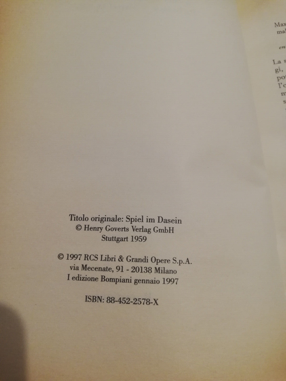 Gioco la vita, Max Ophuls, 1997, Bompiani, fuori catalogo