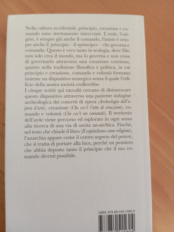 Giorgio Agamben, Creazione e anarchia, Neri Pozza, 2007