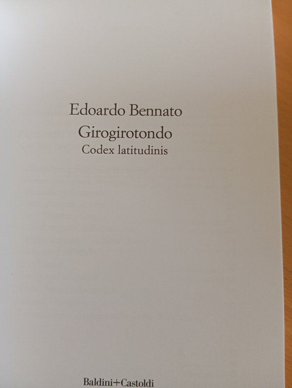Girogirotondo, Codex latitudinis, Edoardo Bennato, Baldini Castoldi 2020