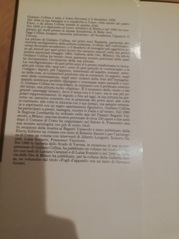 Giuliano Collina. Pittura in forma d'uomo, 1992, Edizioni Bora