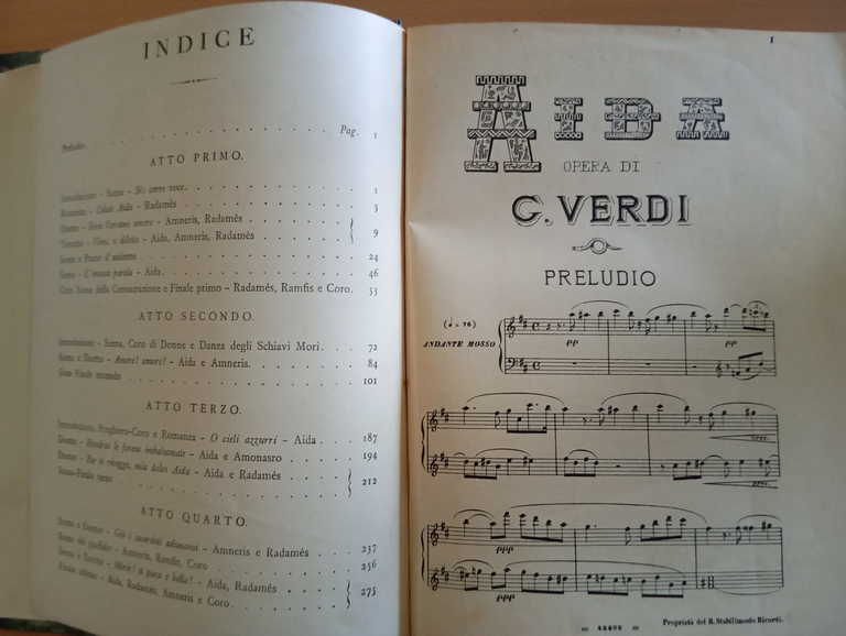 Giuseppe Verdi, Aida, spartito canto e pianoforte, rllegato, Ricordi, 1912? | Immagine Gallery 6
