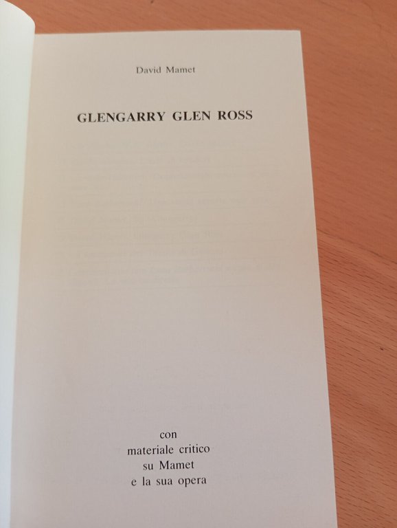 Glengarry Glen Ross, David Mamet, Teatro di Genova, 1985, raro, …