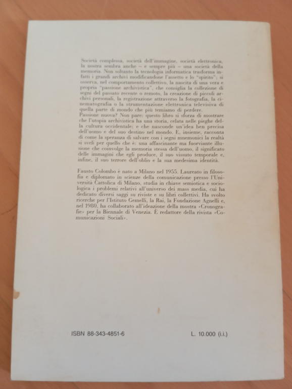Gli archivi imperfetti, Fausto Colombo, Vita e pensiero, 1986