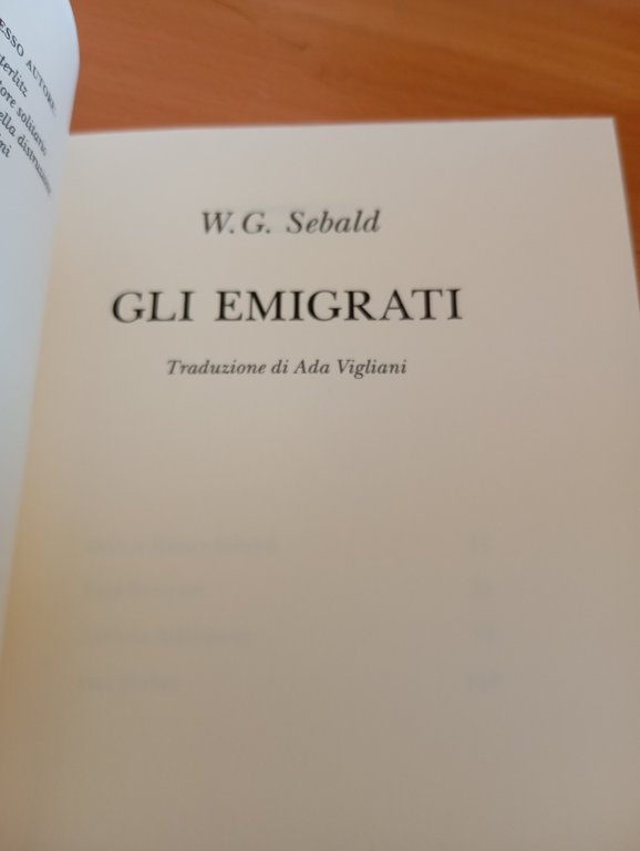 Gli emigrati, W. G. Sebald, Adelphi, 2007