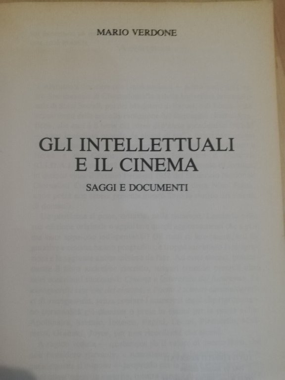 Gli intellettuali e il cinema. Saggi e documenti, Mario Verdone, …