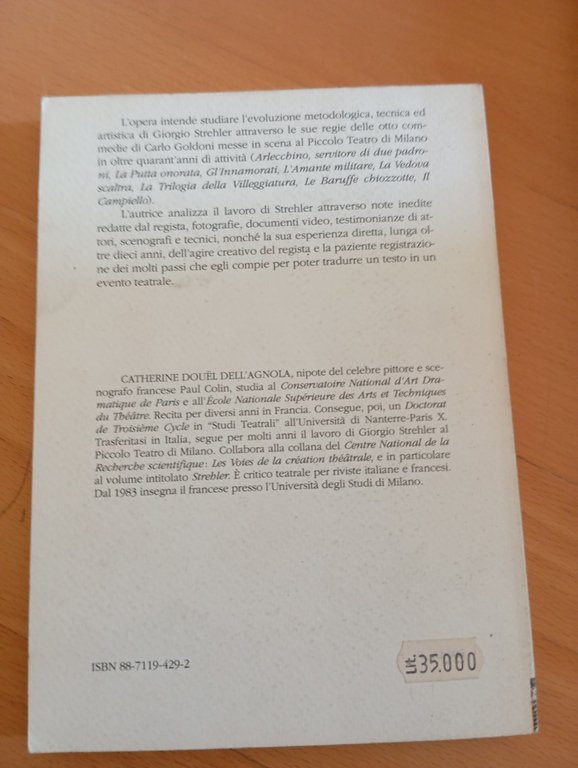 Gli spettacoli goldoniani di Giorgio Strehler, C. D. Dell'Agnola, Bulzoni, …