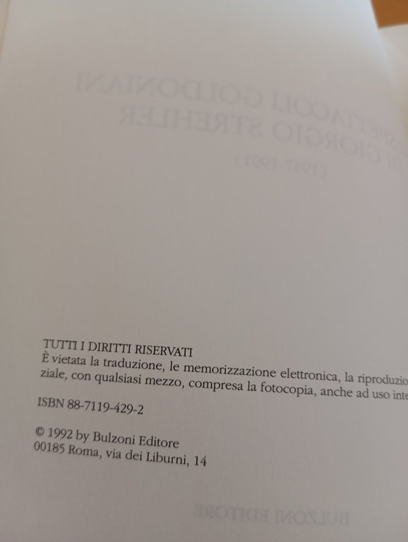 Gli spettacoli goldoniani di Giorgio Strehler, C. D. Dell'Agnola, Bulzoni, …