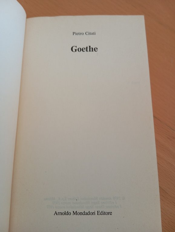 Goethe, Pietro Citati, Mondadori, 1977