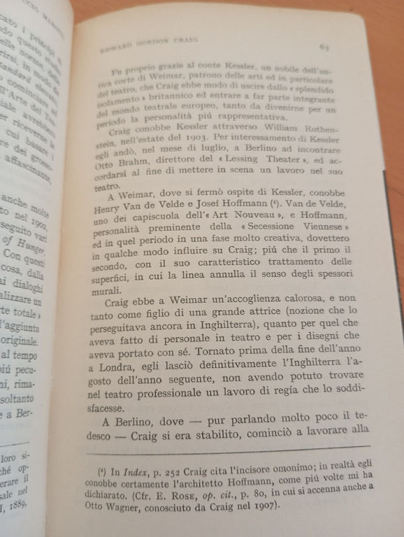 Gordon Craig, Ferruccio Marotti, Cappelli, 1961