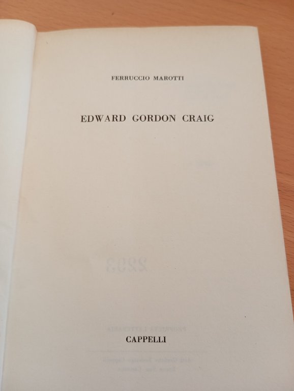 Gordon Craig, Ferruccio Marotti, Cappelli, 1961