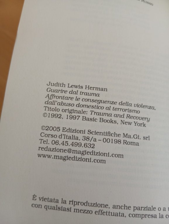 Guarire dal trauma, Judith Lewis Herman, Edizioni Magi, 2005