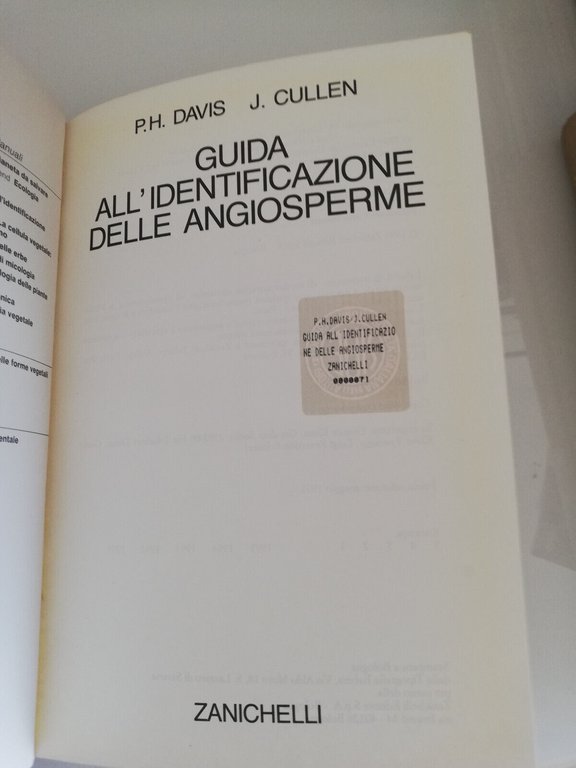 Guida all'identificazione delle angiosperme, P. H. Davis, J. Cullen, 1991, …