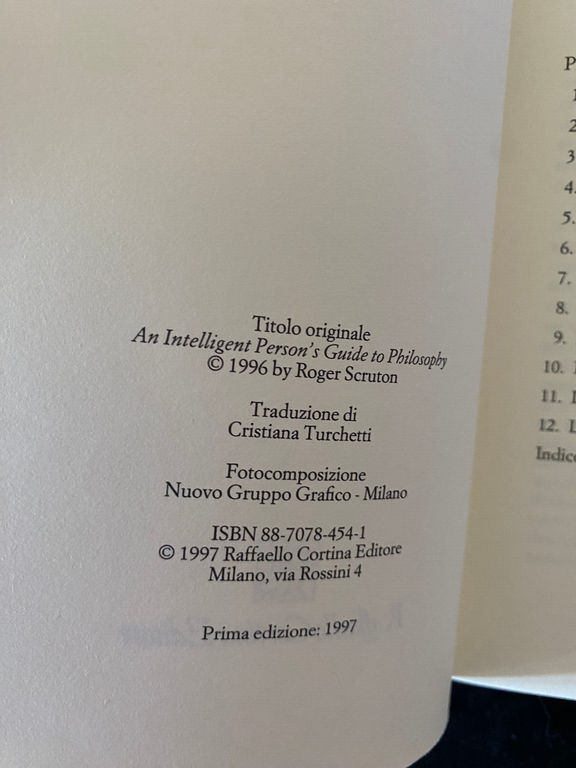 Guida filosofica per tipi intelligenti, Roger Scruton, Cortina, 1997