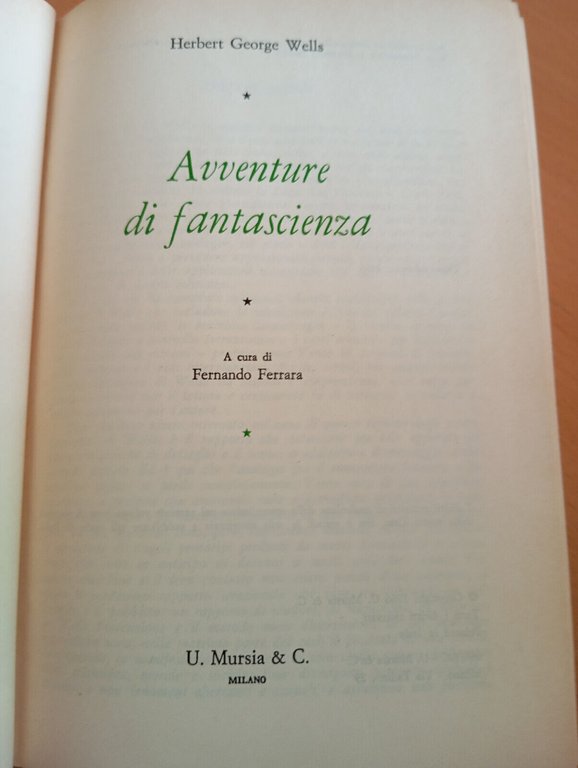 H. G. Wells, Avventure di fantascienza, Mursia, 1966