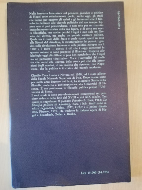 Hegel filosofo politico, Claudio Cesa, 1976, Guida