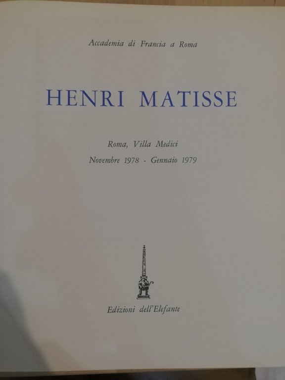 Henri Matisse, Edizioni dell'elefante, 1978