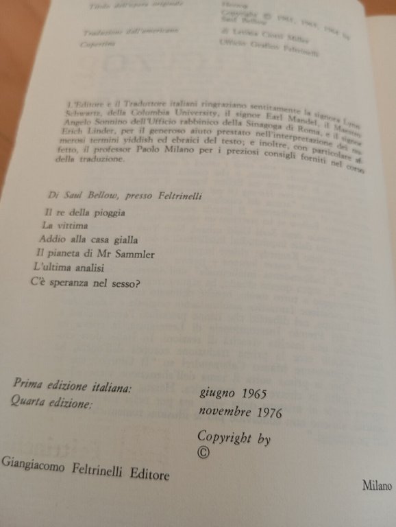 Herzog, Saul Bellow, Feltrinelli, 1976