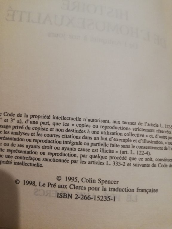 Histoire de l'homosexualit, Colin Spencer, 1998, Le pr aux clercs, …