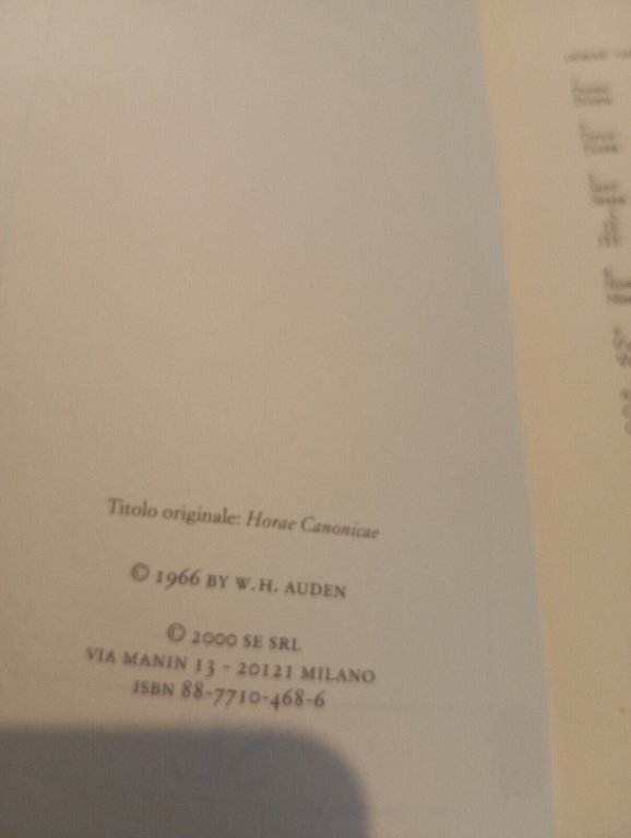 Horae Canonicae, W. H. Auden, SE, 2000