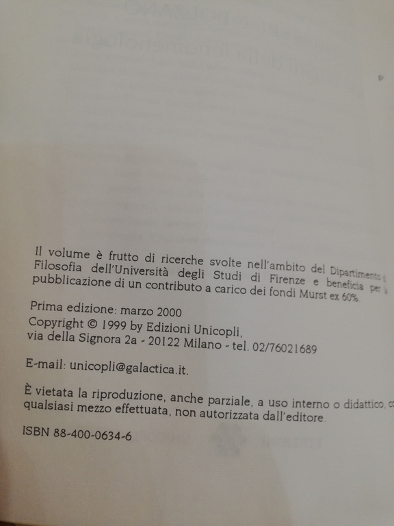 Husserl e Bolzano. alle origini della fenomenologia, Paolo Bucci, Unicopli, …