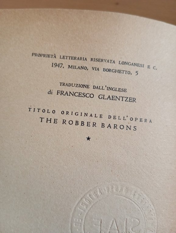I baroni ladri, M. Josephson, Longanesi, 1947