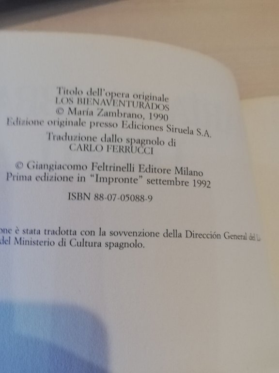 I beati, Maria Zambrano, Feltinelli, 1992