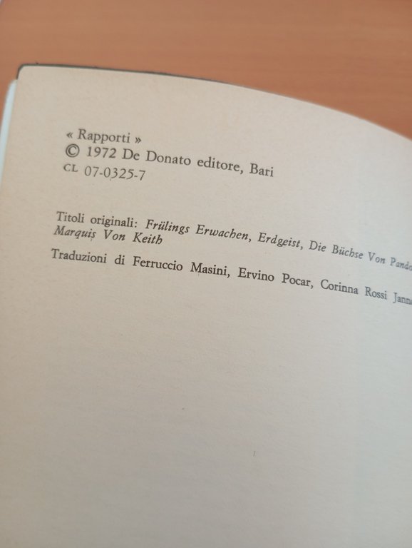 I drammi satanici, Frank Wedekind, De Donato, 1972