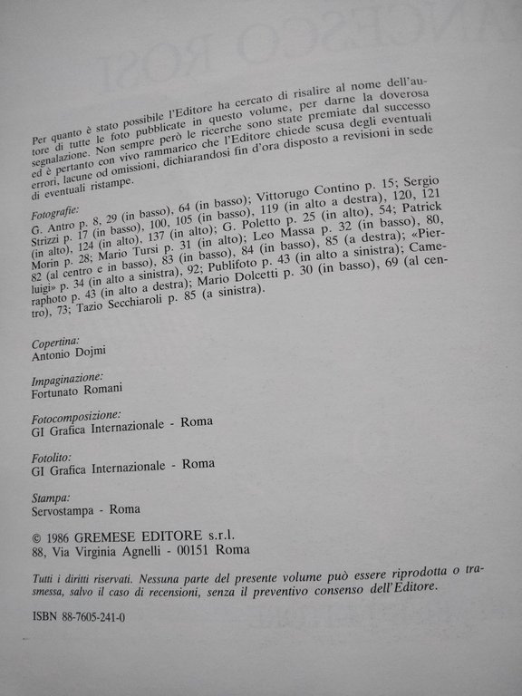 I film di Francesco Rosi, Francesco Bolzoni, Gremese, 1986