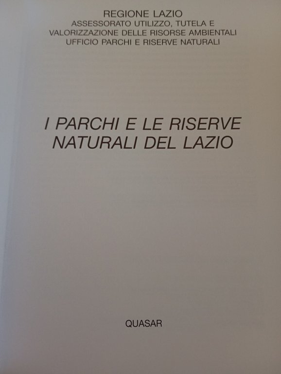 I parchi e le riserve naturali del Lazio, Quasar, 1998