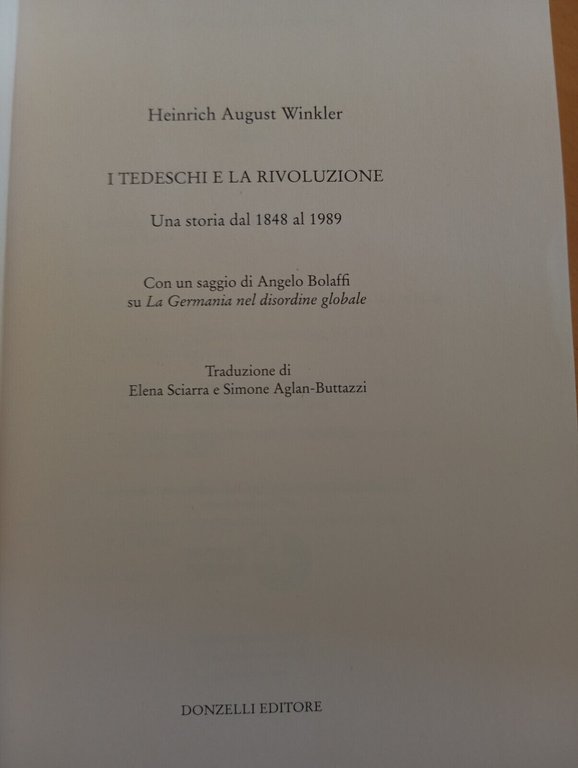 I tedeschi e la rivoluzione, Heinrich August Winkler, Donzellli, 2024