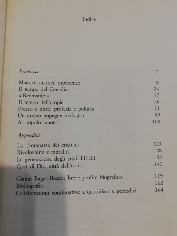 I tempi e l'eterno, Gianni Baget Bozzo, 1988