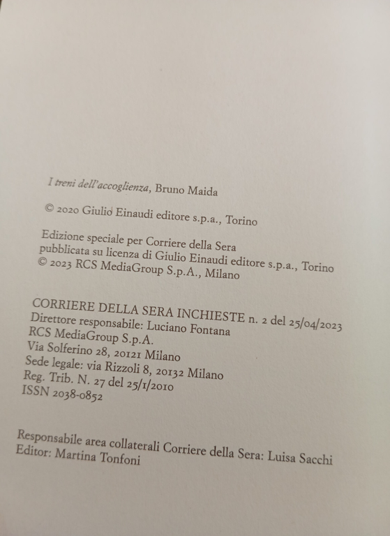 I treni dell'accoglienza, Bruno Maida, Einaudi Corriere della sera, 2023