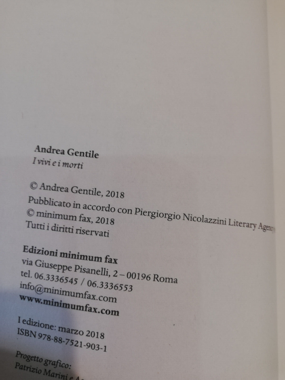 I vivi e i morti, Andrea Gentile, Minimum fax, 2018