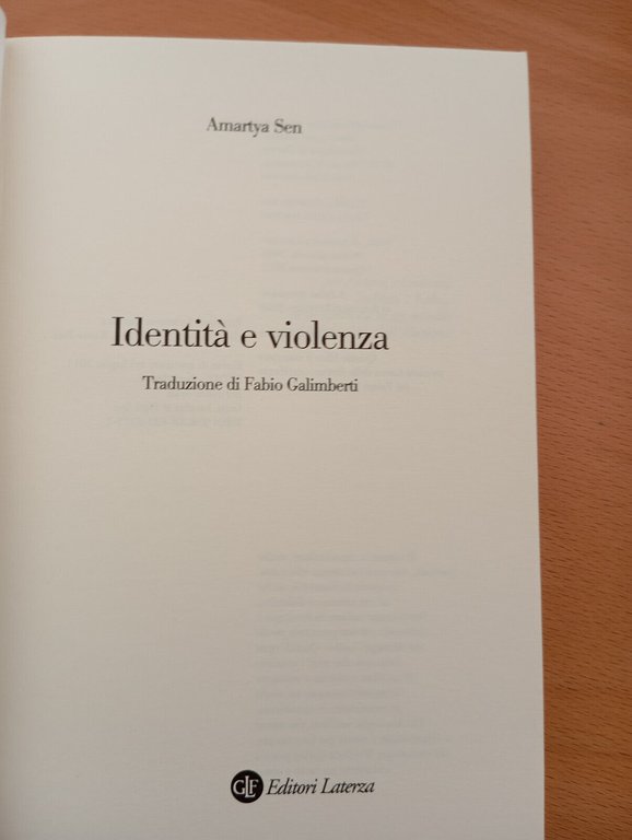 Identità e violenza, Amartya Sen, Laterza, 2011