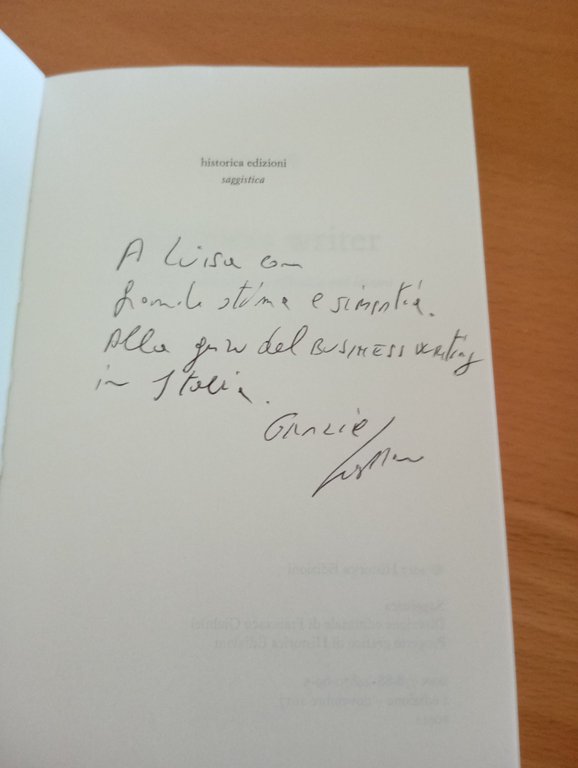 Il business writer, Cristiano Zanolli, Historica, 2017