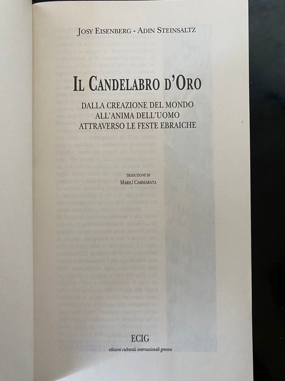 Il candelabro d'Oro, J. Eisenberg - A. Steinsaltz, ECIG, 1998